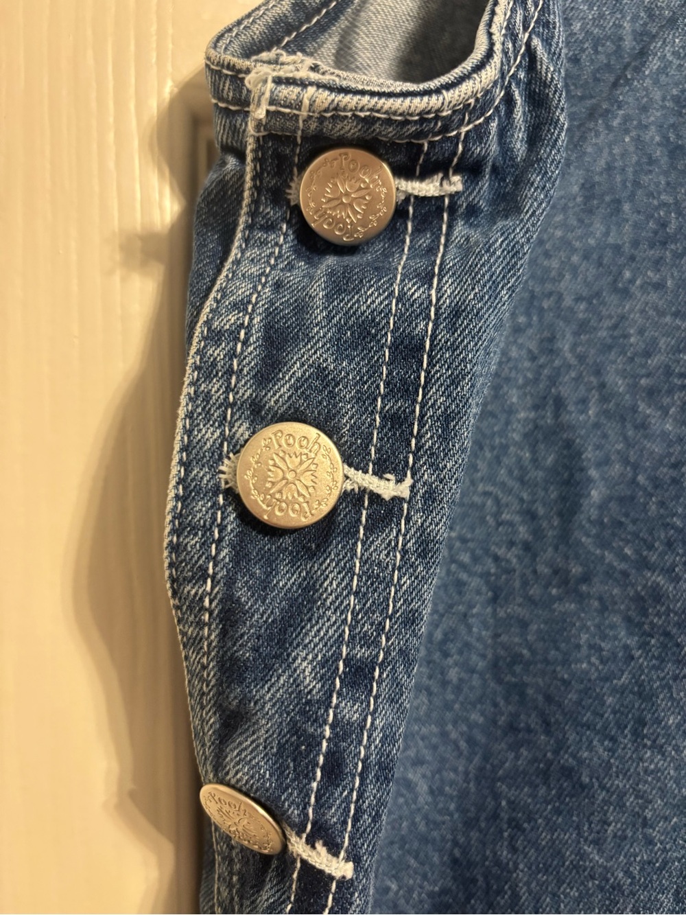 Denim Overalls Dress with Winnie the Pooh & Tigger Embroidery - Blue - Picture 8 of 8